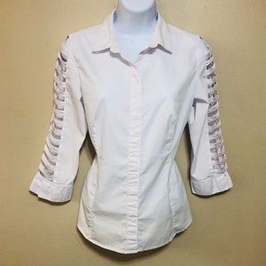 Zac & Rachel White Button Up Cutout Top